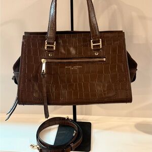 Marc Jacobs Chocolate Croc-Embossed Satchel
